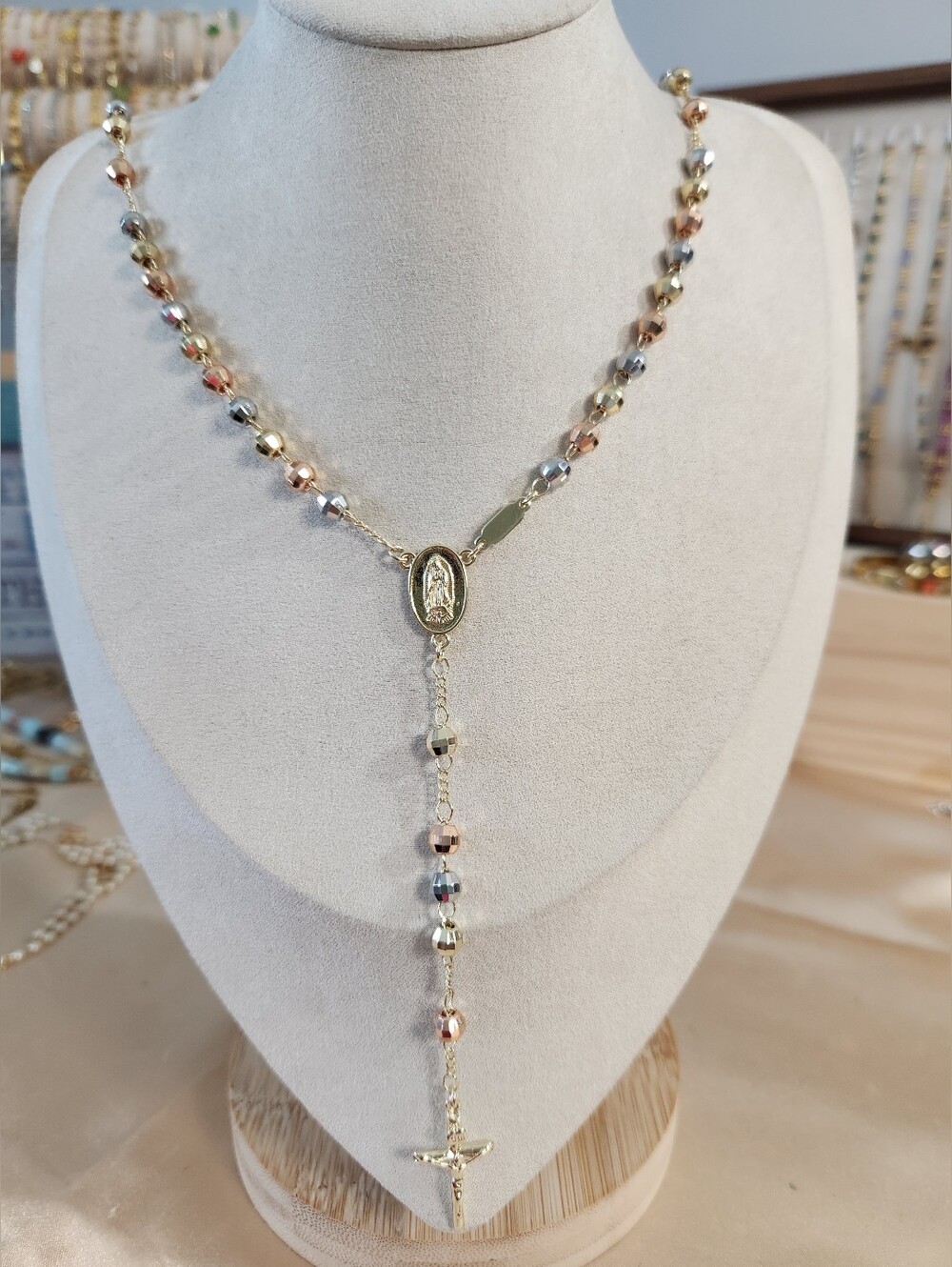 18k Gold Plated Tri Tone Rosary